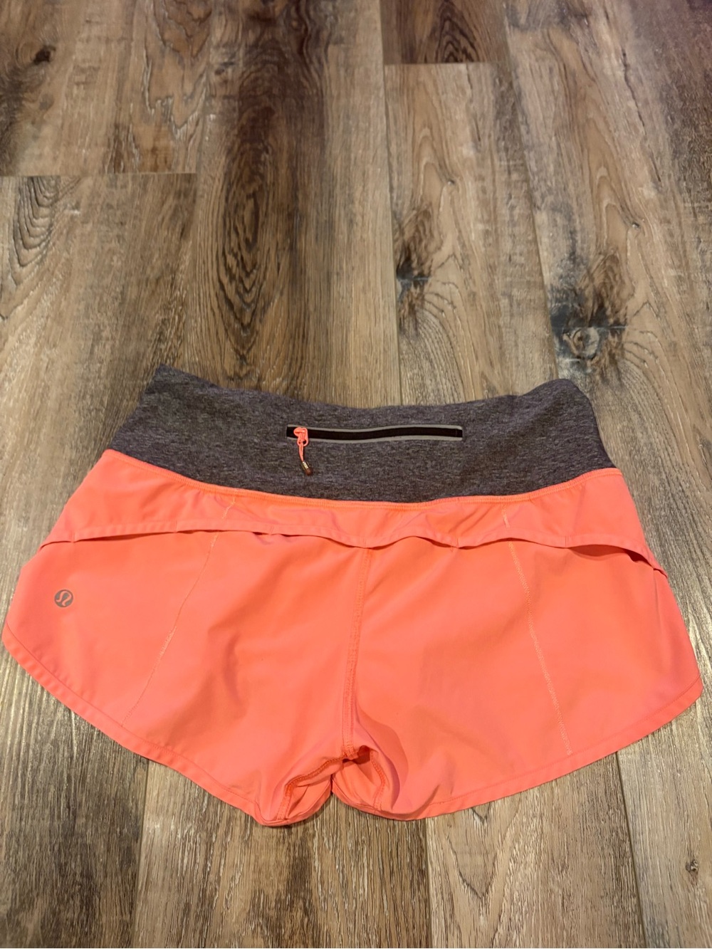 lululemon athletica Coral Athletic Shorts with Gray Waistband